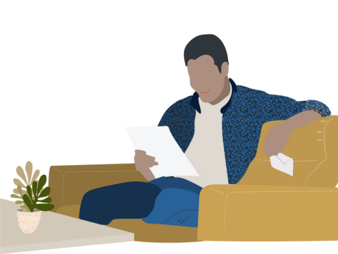 An illustration of a person with a letter