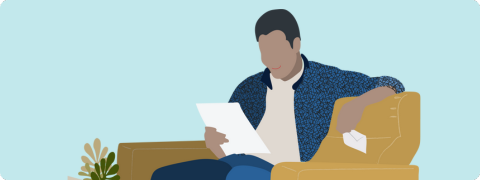 An illustration of a person with a letter