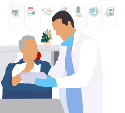 A Dentist using a Clinipad with a patient